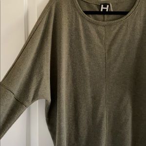 H by Bordeaux olive green long sleeve top blouse